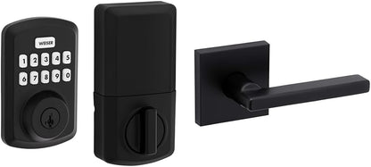 Weiser Powerbolt 3 Matte Black Keyless Entry Door Lock/Deadbolt Lock, 10-Button Keypad Door Lock with Auto Lock and 12-Month Battery Life, Electronic Door Locks for Front Door, Home Décor