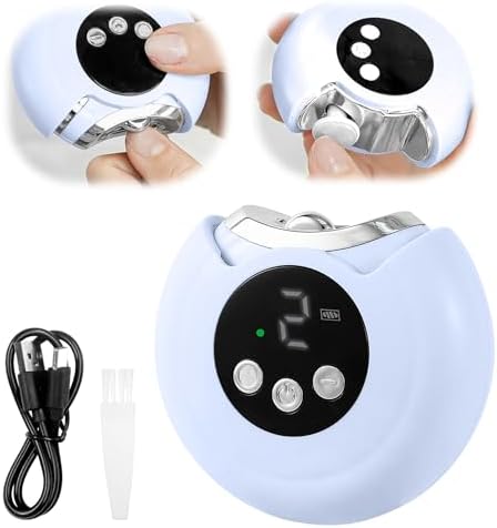 OneNine Electric Nail Clipper, Automatic Nail Trimmer with LED Light & 3 Speeds with Nail Scraps Storage, USB Rechargeable Safety Fingernail Trimmer for Baby, Children, Kids, Adult, Seniors (Champagne)