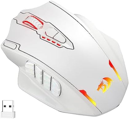 Redragon M913 Impact Elite Wireless Gaming Mouse, 16,000 DPI Wired/Wireless RGB Mouse with 16 Programmable Buttons, 45 Hr Battery and Pro Optical Sensor, 12 Side Buttons MMO Mouse
