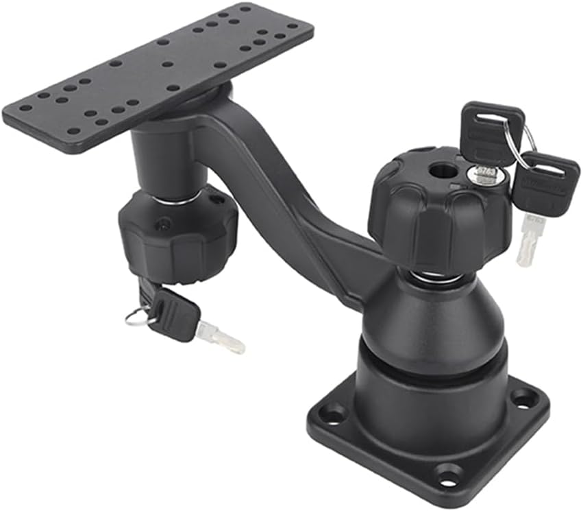 Strg Fish Finder Mount with Lock for Boat, Kayak Fish Finder Swing Mount Marine Electronics Mounts with Rectangular Plate Compatible with Scotty Garmin Lowrance Humminbird and More Depth Finder
