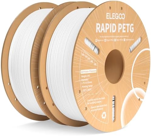 ELEGOO Rapid PETG Filament 1.75mm Black 1KG, 3D Printer Filament Max 600 mm/s High Speed Printing, Dimensional Accuracy +/- 0.02 mm Fit Most FDM Printer 1kg Cardboard Spool