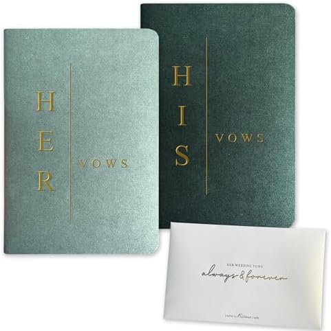 WeddingGiftsWedding Vow Books His and Hers Soft Touch Gold Foil Engraving Vow Books Wedding Essentials Wedding Accessories(TR-HH-Black)