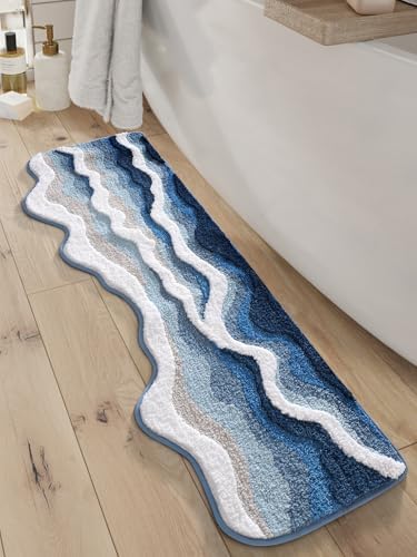 Ankah Ocean Design Bath Mat, with A Beach Scene, Water is Blue, The Cloud is White, Non-Slip, Machine Washable, Easy to Clean for Bathroom Rug,19.68 x 31.49 inches (Spray)