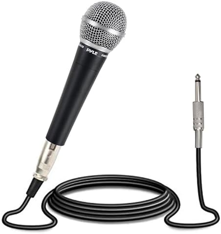 Pyle Professional Dynamic Vocal Microphone - Moving Coil Dynamic Cardioid Unidirectional Handheld Microphone with ON/OFF Switch Includes 15ft XLR Audio Cable to 1/4'' Audio Connection - PDMIC59