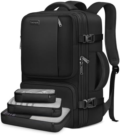 Vancropak Carry on Backpack, Airline Approved 45L Travel Backpack with 3 Packing Cubes