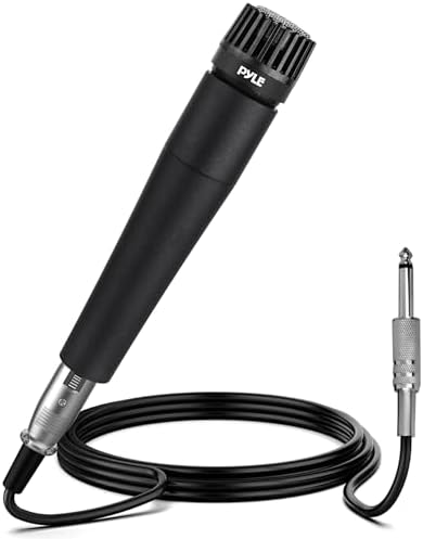 Pyle Professional Dynamic Vocal Microphone - Moving Coil Dynamic Cardioid Unidirectional Handheld Microphone with ON/OFF Switch Includes 15ft XLR Audio Cable to 1/4'' Audio Connection - PDMIC59