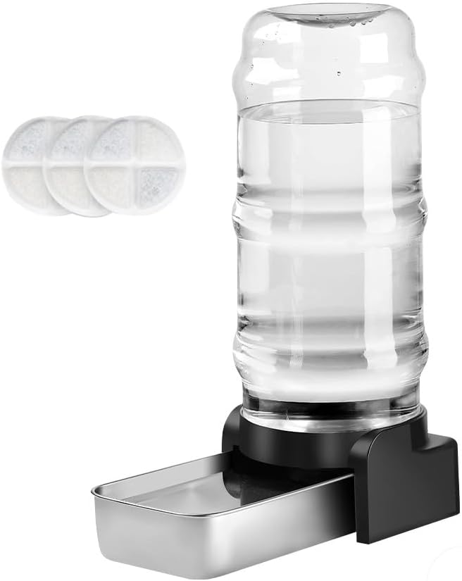Marchul 9L Dog Water Dispenser, Large Dog Water Bowl Dispenser with Stainless Steel, Automatic Gravity Pet Bowl for Dogs Medium to Large (3 Filters)