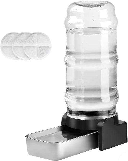 Marchul 9L Dog Water Dispenser, Large Dog Water Bowl Dispenser with Stainless Steel, Automatic Gravity Pet Bowl for Dogs Medium to Large (3 Filters)