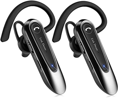 Bluetooth Earpiece Link Dream Wireless CVC8.0 Headset for Cell Phone Dual Mic Noise Canceling Handsfree Phone Earpiece w/Mute 20Hrs Talk Time 180 Days Standby for iPhone Android Home Office Driving