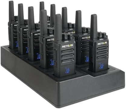 Retevis RT68H 2 Way Radios Long Range with 10 Way Charger,Walkie Talkies Rechargeable for Adults,Easier Charging,Easier Management,LED Display, Keypad Lock,Hands Free Compact Walkie Talkie (10 Pack)