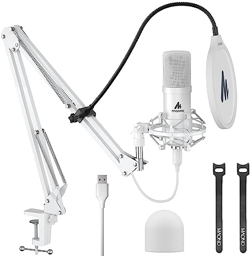 USB Microphone, MAONO 192kHz/24Bit Plug & Play PC Computer Podcast Condenser Cardioid Metal Mic Kit with Professional Sound Chipset for Recording, Gaming, Singing, YouTube (AU-A04)
