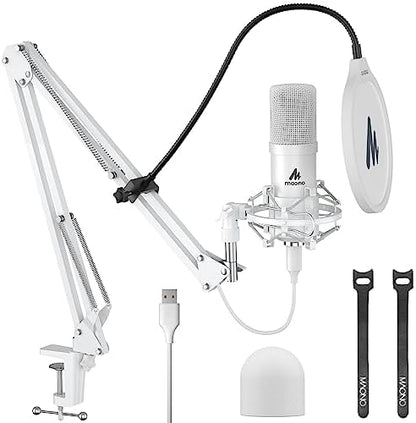 USB Microphone, MAONO 192kHz/24Bit Plug & Play PC Computer Podcast Condenser Cardioid Metal Mic Kit with Professional Sound Chipset for Recording, Gaming, Singing, YouTube (AU-A04)