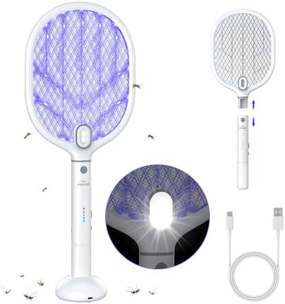 PALONE Bug Zapper Racket,Fly Swatter with Light, Detachable Dual Modes Fly Zapper for Indoor Outdoor (2 Pack)