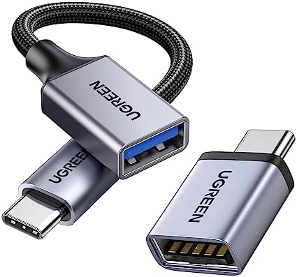 UGREEN USB C to USB Adapter 2 Pack, USB 3.2 Gen 2 10Gbps USB C Adapter USB C Male to USB 3.2 Female Adapter OTG Compatible with iPhone 15, Galaxy S24 S23 Ultra, MacBook Pro Air, iPad Pro Mini, Grey