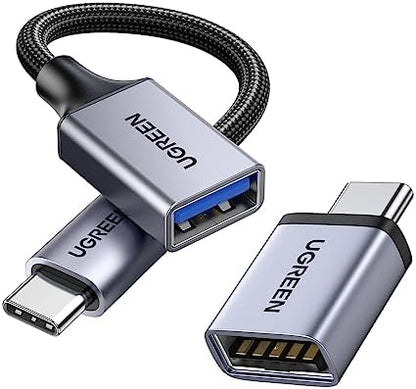 UGREEN USB C to USB Adapter 2 Pack, USB 3.2 Gen 2 10Gbps USB C Adapter USB C Male to USB 3.2 Female Adapter OTG Compatible with iPhone 15, Galaxy S24 S23 Ultra, MacBook Pro Air, iPad Pro Mini, Grey