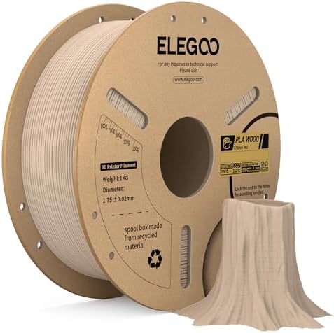 ELEGOO PLA Filament 1.75mm Black 1KG,3D Printer Filament Dimensional Accuracy +/- 0.02mm,1kg Cardboard Spool(2.2lbs) 3D Printing Filament Fits for Most FDM 3D Printers