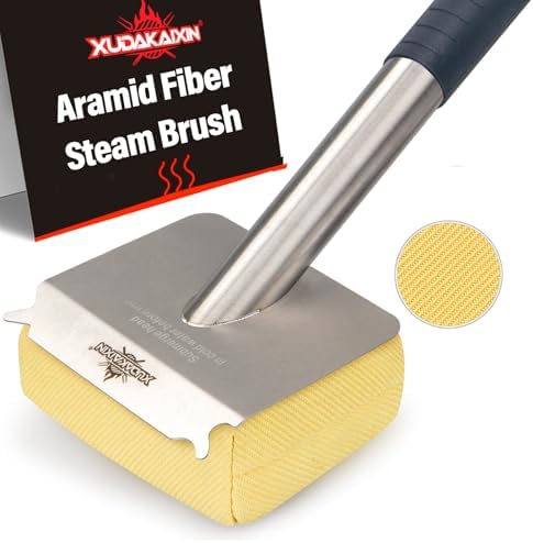 XUDAKAIXIN Grill Brush Bristle Free,BBQ Replaceable Scraper Cleaning Head,Safe Grill Accessories for Cast Iron Grates/Porcelain/Weber Gas/Charcoal Grill,Grill Brush for Outdoor Grill-Yellow