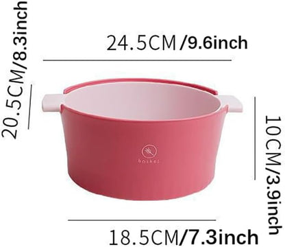 Kitchen Washbas Food Strainer Drain Basket Rotating Drainer Double-Layer Basin Vegetable Fruit Washing Strainer