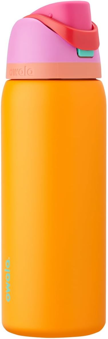 Owala FreeSip Insulated Stainless Steel Water Bottle with Straw for Sports and Travel, BPA-Free, 24-oz, Very, Very Dark