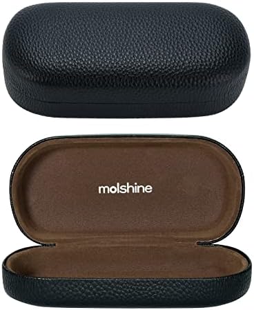 molshine Hard Shell Leather Sunglasses Case,Classic Large Glasses Case for Women Men,Sunglass Eyeglasses