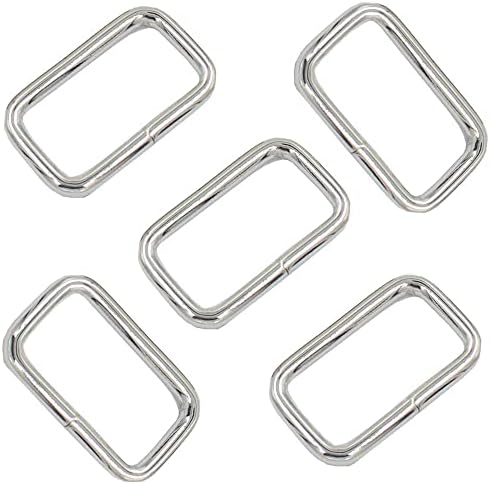 100PCS 1 inch Rectangle Ring Buckles Adjuster Square Buckle for Hardware Bags Hand DIY Accessories (Silver)