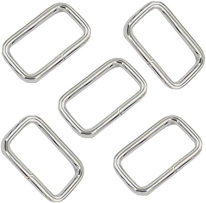 100PCS 1 inch Rectangle Ring Buckles Adjuster Square Buckle for Hardware Bags Hand DIY Accessories (Silver)