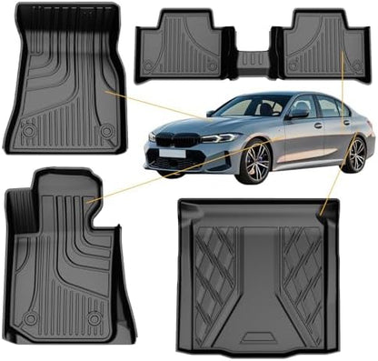 AOMSAZTO Floor Mats & Trunk Mat for 2024 2025 Chevy Equinox EV (Non Fuel),TPE All Weather Protection 2 Rows Car Floor Liners with Cargo Liner for Chevrolet Equinox EV (Non Fuel)