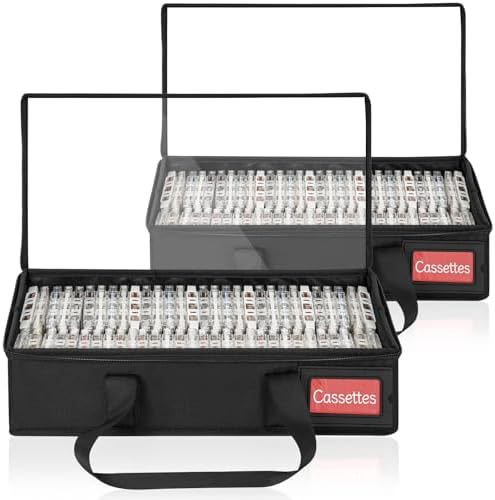4 Pack-DVD Storage Boxes, PVC Clear Lid, DVD Case Holder Organizer with Index Labels-15.4"x 5.5"x 7.9" DVDs Storage Holder Bags for DVDs, CDs, Video Games, Books, Each Hold up to 25 DVDs Jewel Cases