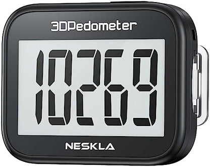 3D Pedometer for Walking, Simple Step Counter with Large Digital Display, Step Tracker with Removable Clip Lanyard, Accurately Track Steps for Men Women Kids Adults Seniors