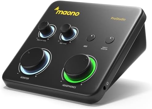 MAONO PS22 Lite USB Audio Interface for PC for Guitar & Vocals Streaming | Low-noise Preamp, 24-bit/192kHz, Loopback, ASIO Driver, Routing Software, for Home Studio, DAW Recording, OBS, Creators