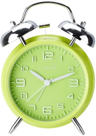 FLOITTUY (Loud Alarm for Deep Sleepers) 4'' Twin Bell Alarm Clock with Backlight for Bedroom and Home Decoration(Black)