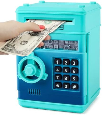Refasy Boy Toys Age 6-8,Electronic Piggy Bank,Password Money Bank Toys for Kids,ATM Piggy Bank Money Saving Box,Birthday Xmas Gifts for Boys Girls(Blue Green)
