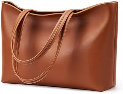 KALIDI Tote Bag Zipper Shoulder Bag Faux Leather Purses for Women Large Casual Handbag Work Dating College