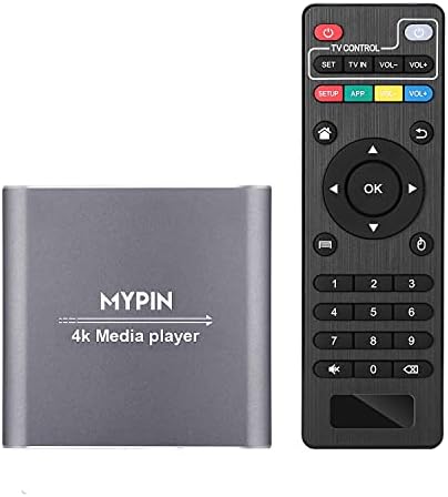 4K Media Player with Remote Control,Digital MP4 Player for 8TB HDD/USB Drive/TF Card/H.265 MP4 PPT MKV AVI Support HDMI/AV/Optical Out and USB Mouse/Keyboard-HDMI up to 7.1 Surround Sound…