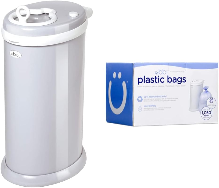 Ubbi Steel Diaper Pail, White