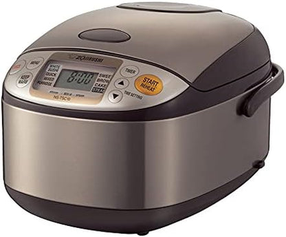 Zojirushi NS-TSC18 Micom Rice Cooker and Warmer, 10 cups, Uncooked, Stainless Brown