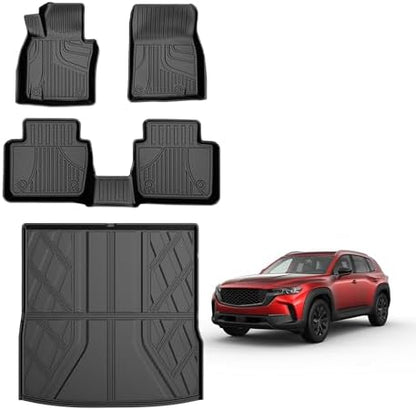 AOMSAZTO Floor Mats & Trunk Mat for 2024 2025 Chevy Equinox EV (Non Fuel),TPE All Weather Protection 2 Rows Car Floor Liners with Cargo Liner for Chevrolet Equinox EV (Non Fuel)
