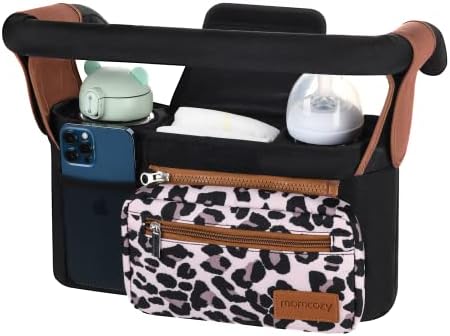 Universal Stroller Organizer with Insulated Cup Holder by Momcozy - Detachable Phone Bag & Shoulder Strap, Fits for Stroller like Uppababy, Baby Jogger, Britax, BOB, Umbrella and Pet Stroller