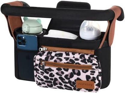 Universal Stroller Organizer with Insulated Cup Holder by Momcozy - Detachable Phone Bag & Shoulder Strap, Fits for Stroller like Uppababy, Baby Jogger, Britax, BOB, Umbrella and Pet Stroller