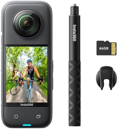 Insta360 Get-Set Bundle- Insta360 X3 Waterproof 360 Action Camera with 1 2 48Mp Sensors, Active HDR Video, 72Mp 360 Photo, 4K Single Lens, 60Fps Me Mode, Stabilization, 2.29 Touchscreen, Ai Editing