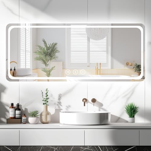 Lmsedf 24" x 32"Rectangle LED Bathroom Mirror with Lights, Backlit & Front Lighted, Wall-Mounted Vanity Mirror 3000K/4000K/6000K, Memory Functions, Anti-Fog, Dimmable Smart Mirror