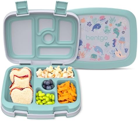 Bentgo Kids Prints (Unicorn) - Leak-Proof, 5-Compartment Bento-Style Kids Lunch Box - Ideal Portion Sizes for Ages 3 to 7 - BPA-Free and Food-Safe Materials