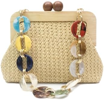 CORIOS Women Evening Bag Pleated Clutch Bag Wooden Beads Handbag Bridal Wedding Purse Elegant PU Leather Shoulder Bag