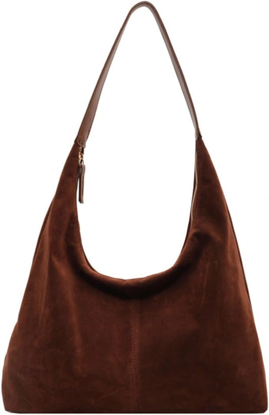 Purilite Select | Retro Faux Suede Hobo Bag | Fall/Winter Shoulder Bag 2025 | Trendy Office, Travel & Work Purse
