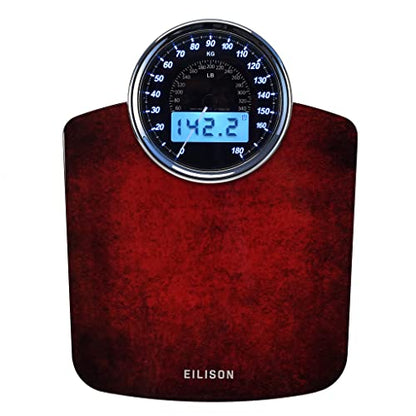 EILISON Highly Advance 2-in-1 Digital & Analog Weighing Scale for Body Weight-400lbs, 4 High Precison GX Sensor Accurate, Thick Tempered Glass, Extra Large Display (White)