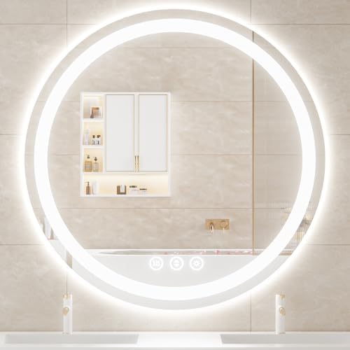 Lmsedf 24" x 32"Rectangle LED Bathroom Mirror with Lights, Backlit & Front Lighted, Wall-Mounted Vanity Mirror 3000K/4000K/6000K, Memory Functions, Anti-Fog, Dimmable Smart Mirror