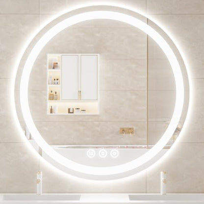 Lmsedf 24" x 32"Rectangle LED Bathroom Mirror with Lights, Backlit & Front Lighted, Wall-Mounted Vanity Mirror 3000K/4000K/6000K, Memory Functions, Anti-Fog, Dimmable Smart Mirror