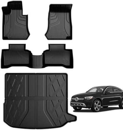 AOMSAZTO Floor Mats & Trunk Mat for 2024 2025 Chevy Equinox EV (Non Fuel),TPE All Weather Protection 2 Rows Car Floor Liners with Cargo Liner for Chevrolet Equinox EV (Non Fuel)