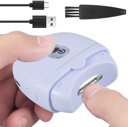 Electric Automatic Nail Clipper Automatic Fingernail Cutter with Nail Scraps Storage 300mAh USB Rechargeable Safety Fingernail Trimmer with LED Light Electric Fingernail Cutter Nail Scissors for Baby Kids Adult (White)