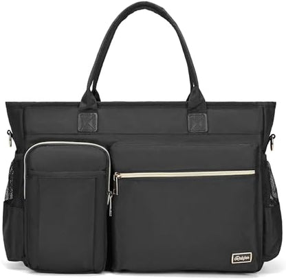 Laptop Tote Bag, Middle Size Computer Messenger Teacher Bag with 15.6'' Padded Laptop Sleeve - PuriLite